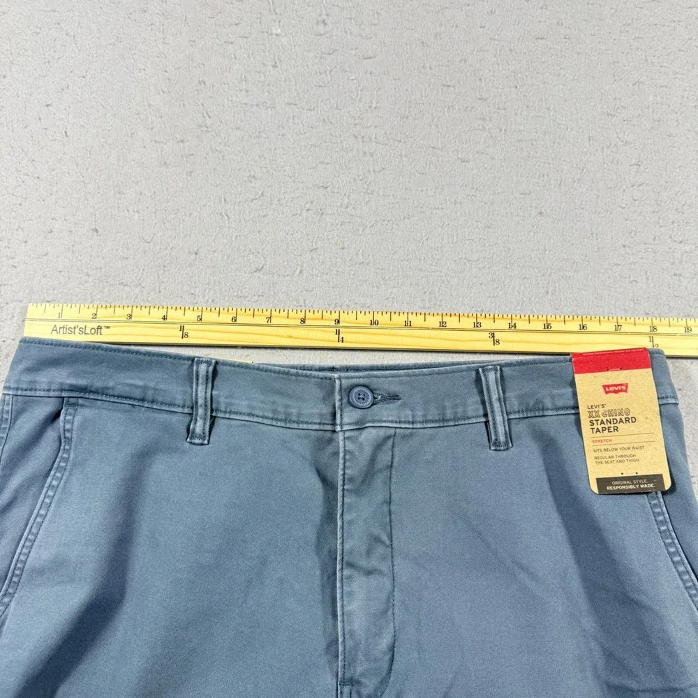 Levis XX Chino Standard Taper Pants Mens 36x32 Blue Grey Stretch 85226-0063 NWT